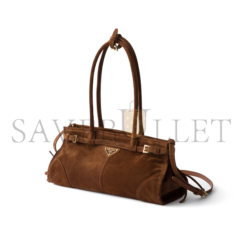 PRADA BONNIE MEDIUM SUEDE HANDBAG 1BA426 (32*15.5*12cm)